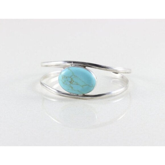 Sterling Silver Turquoise Cuff Adjustable Bracelet - Picture 5 of 6
